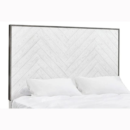 Modern Farmhouse White Metal Bed Frame, Vintage-Inspired Design