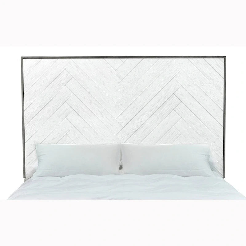 Modern Farmhouse White Metal Bed Frame, Vintage-Inspired Design