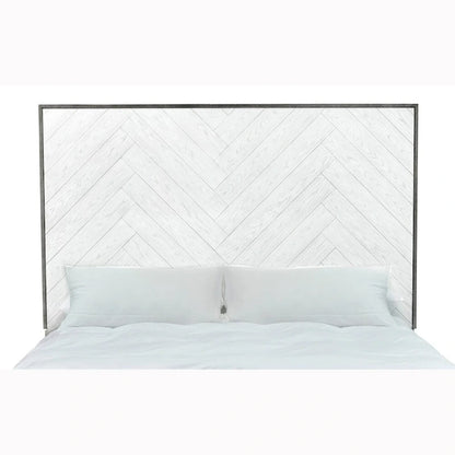 Modern Farmhouse White Metal Bed Frame, Vintage-Inspired Design