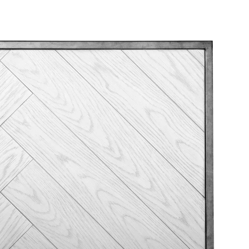 Modern Farmhouse White Metal Bed Frame, Vintage-Inspired Design