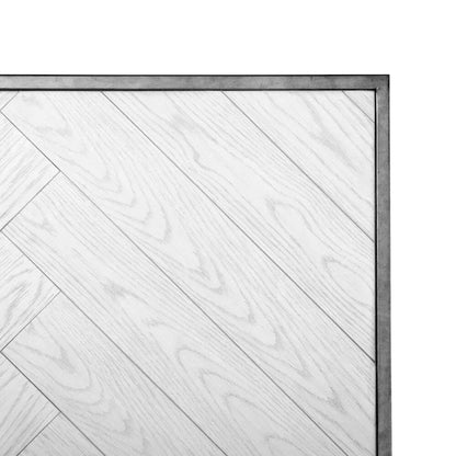 Modern Farmhouse White Metal Bed Frame, Vintage-Inspired Design
