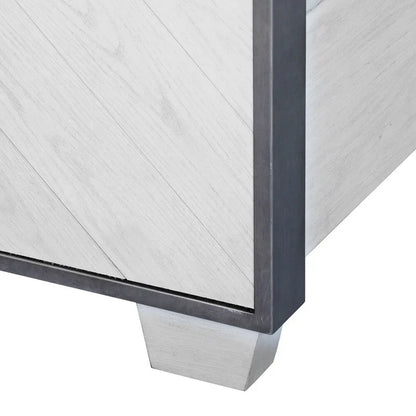 Modern Farmhouse White Metal Bed Frame, Vintage-Inspired Design