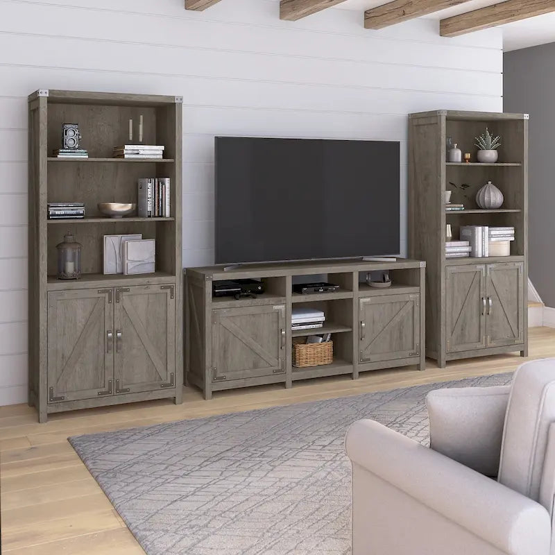 Cottage Grove TV Stand for 70 Inch TV with Bookcases by Bush Furniture