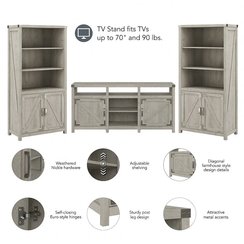 Cottage Grove TV Stand for 70 Inch TV with Bookcases by Bush Furniture