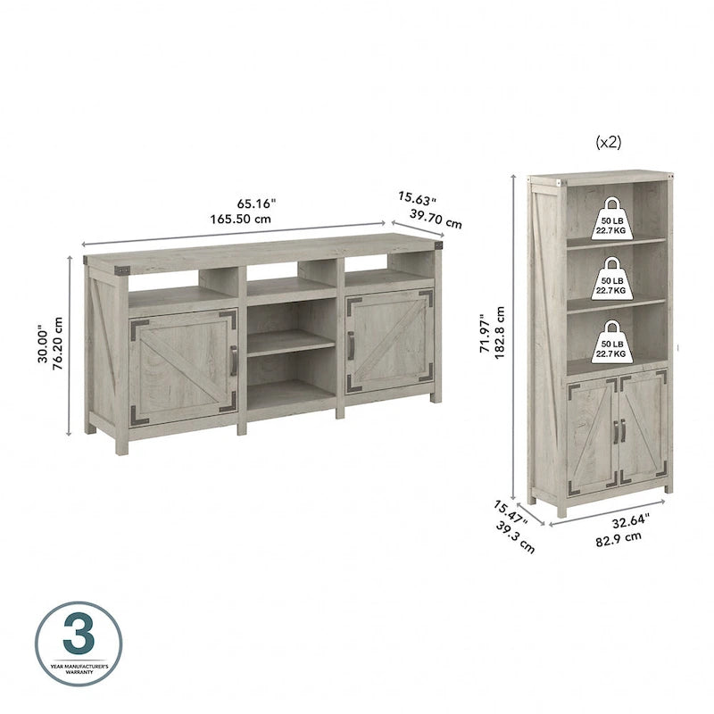Cottage Grove TV Stand for 70 Inch TV with Bookcases by Bush Furniture
