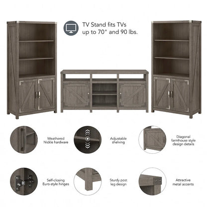 Cottage Grove TV Stand for 70 Inch TV with Bookcases by Bush Furniture