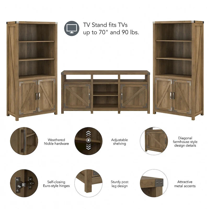 Cottage Grove TV Stand for 70 Inch TV with Bookcases by Bush Furniture