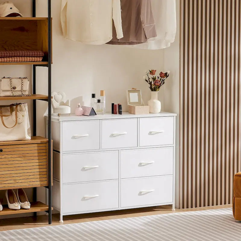 7 Storage Spaces, Assembled Wardrobe Lockers, Bedroom Furniture Lockers,White