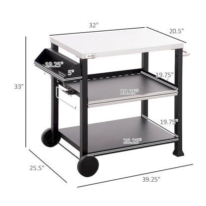 Three-Shelf Outdoor Grill Cart