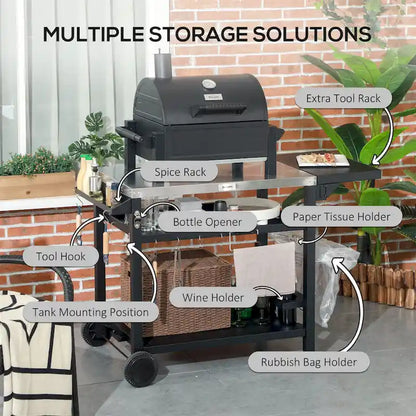 Outdoor Grill Cart with Foldable Side Table